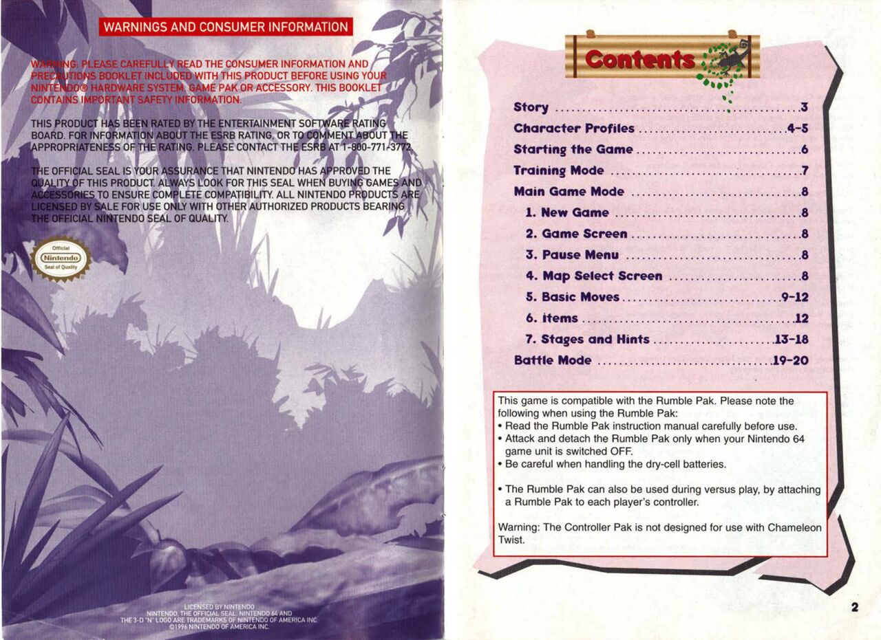 Chameleon Twist Manual page 2 full