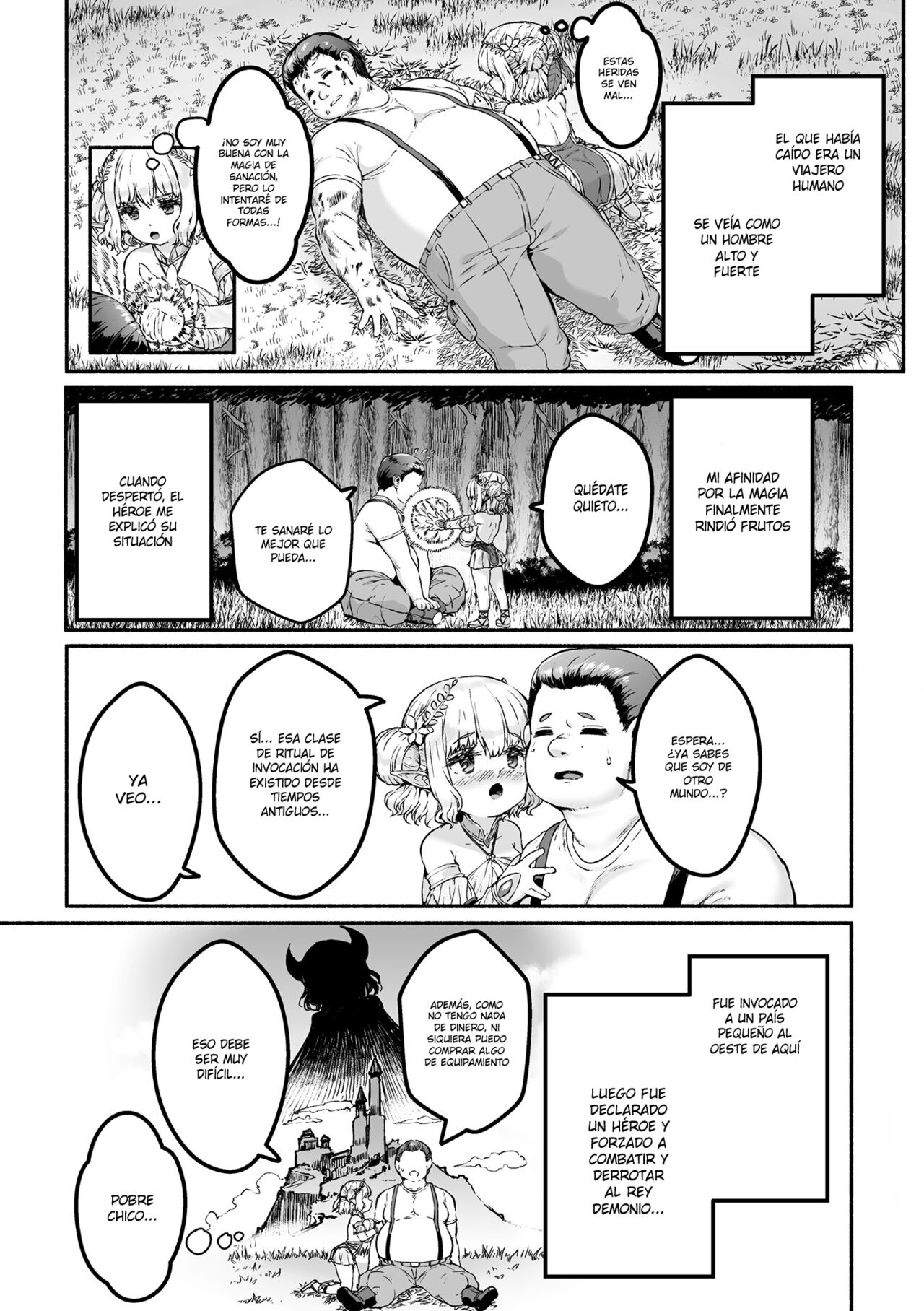 Chitchai x Dekkai x Fantasy ~Iyashi no Elf to Yowayowa Maou o Haberasete~ Ch. 1 | Pequeña x Grande x Fantasia ~Deja que la sanadora elfa y la reina demonio te sirvan~ Ch.1 page 5 full