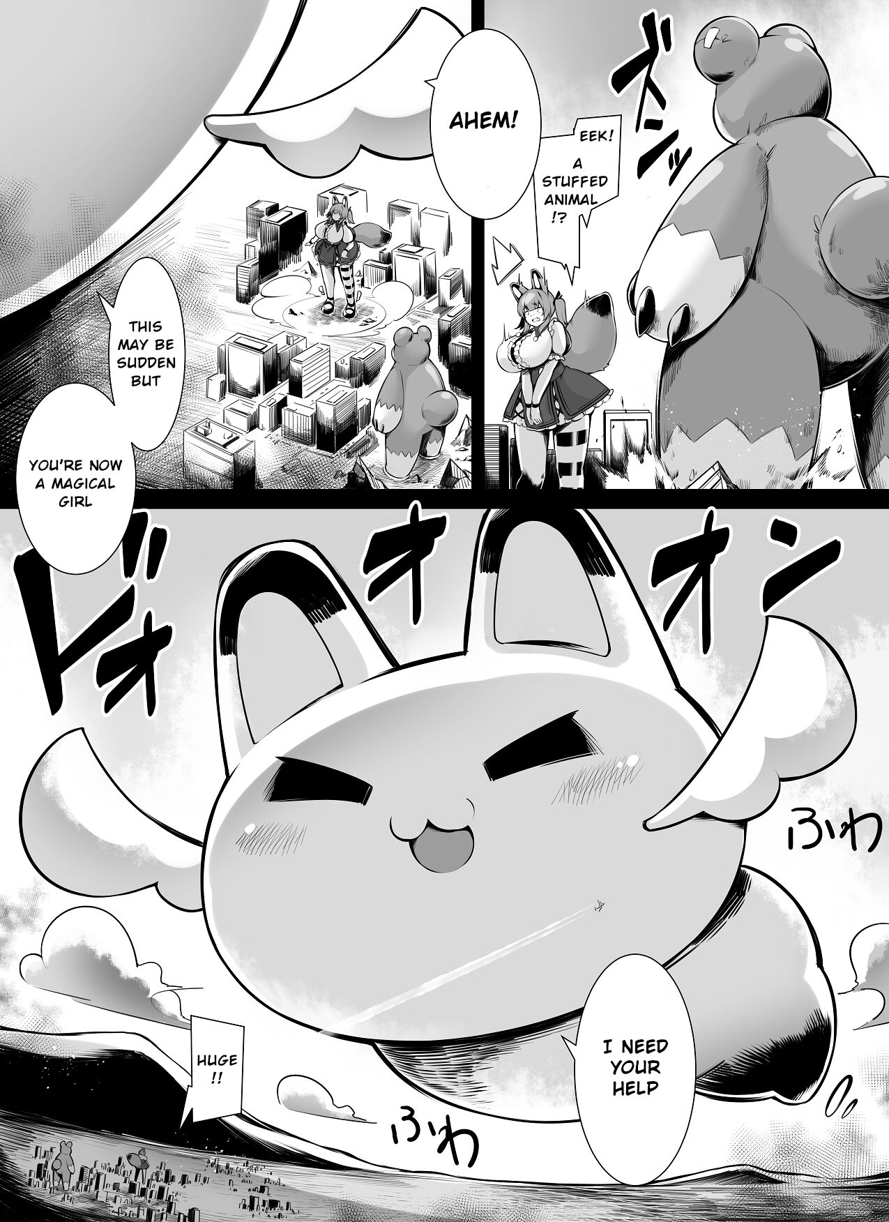 Bakunyuu Kitsune Mimi Mahou Shoujo wa Kyodaika shika Dekimasen! | Big breasted fox eared magical girl can only be huge! page 4 full