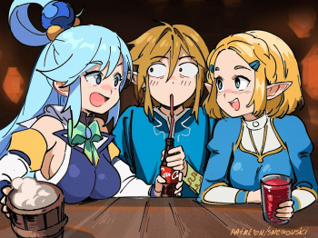[Snegovski] Zelda and Aqua having a good time (Breath of the Wild, KonoSuba) cover