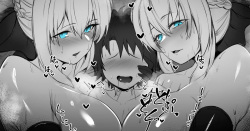 Futari ni Bunretsu Shita Morgan-san no Manyuu Nikubuton ni Oborenagara Tetteiteki ni Shiroi Omorashi o Shiboritorareru 4p Manga