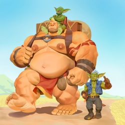 Ogre and Goblin Brothers Having Fun