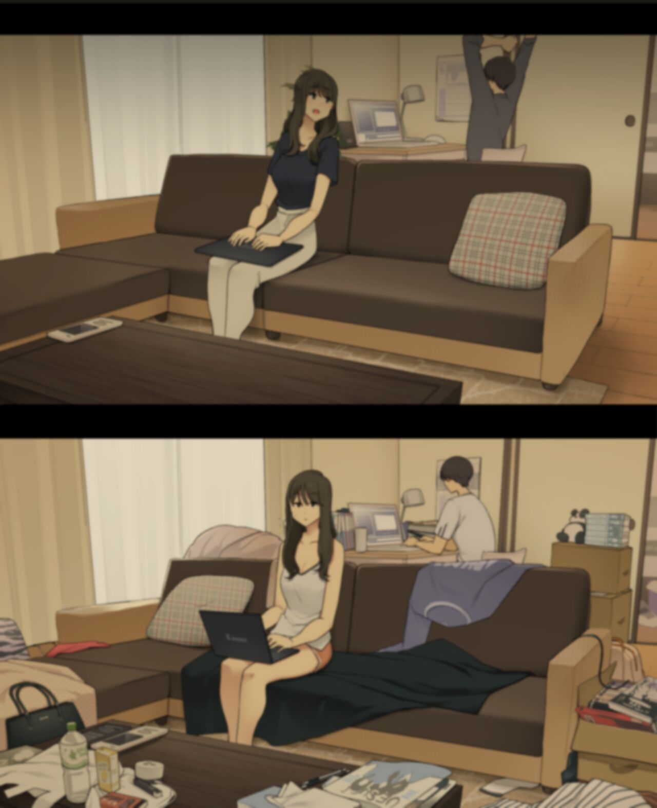 Dousei Seikatsu Ikkagetsume to Ichinen Ato, Asaokite kara Shuushin made no Hikaku | A Day in the Life of a Couple: Their First Month Living Together vs. One Year Later page 12 full