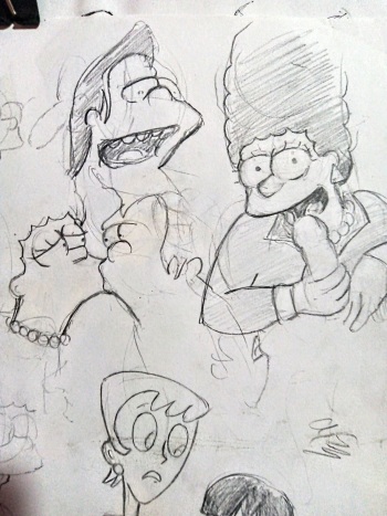 Marge Simpson con Nelson y Bart(sketch,bocetos) cover