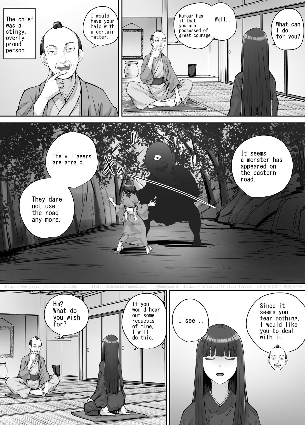 Maegami Pattsun Kurokami Long no Onnanoko ga Youkai o Taiji suru Ohanashi page 3 full